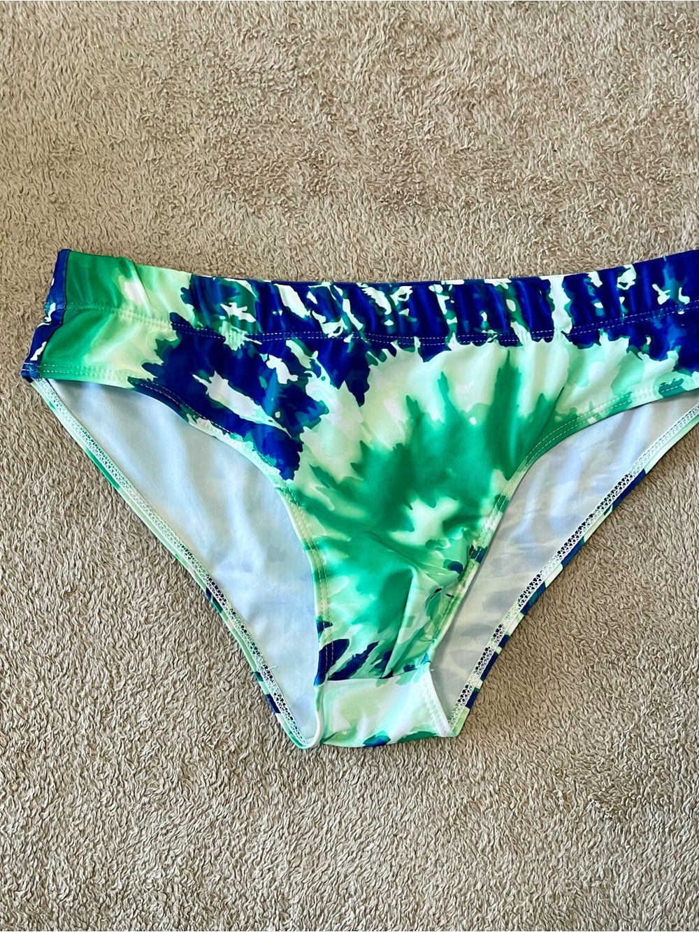 Men's Tie-Dye Blue & Green Swim Briefs - Picture 2 of 5